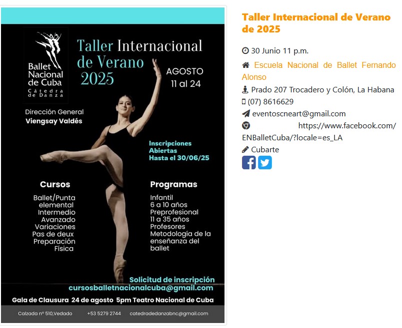 Taller Internacional de Verano 2025 ballet nacional Taller Internacional de Verano 2025 ballet nacional